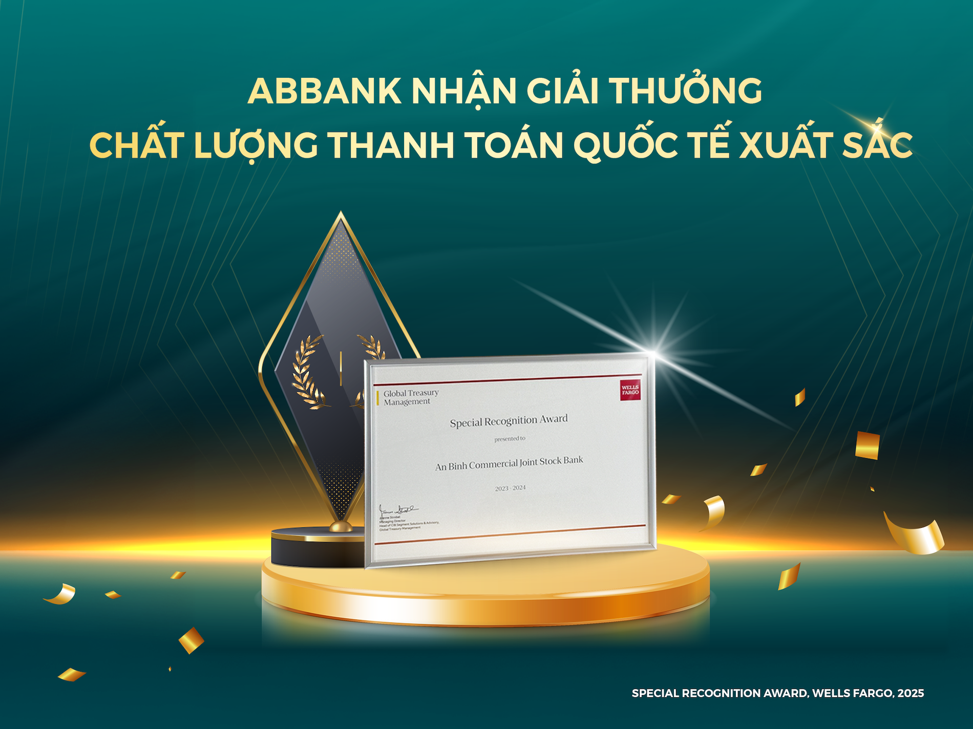 ABBank được vinh danh Ngân hàng có chất lượng thanh toán quốc tế xuất sắc